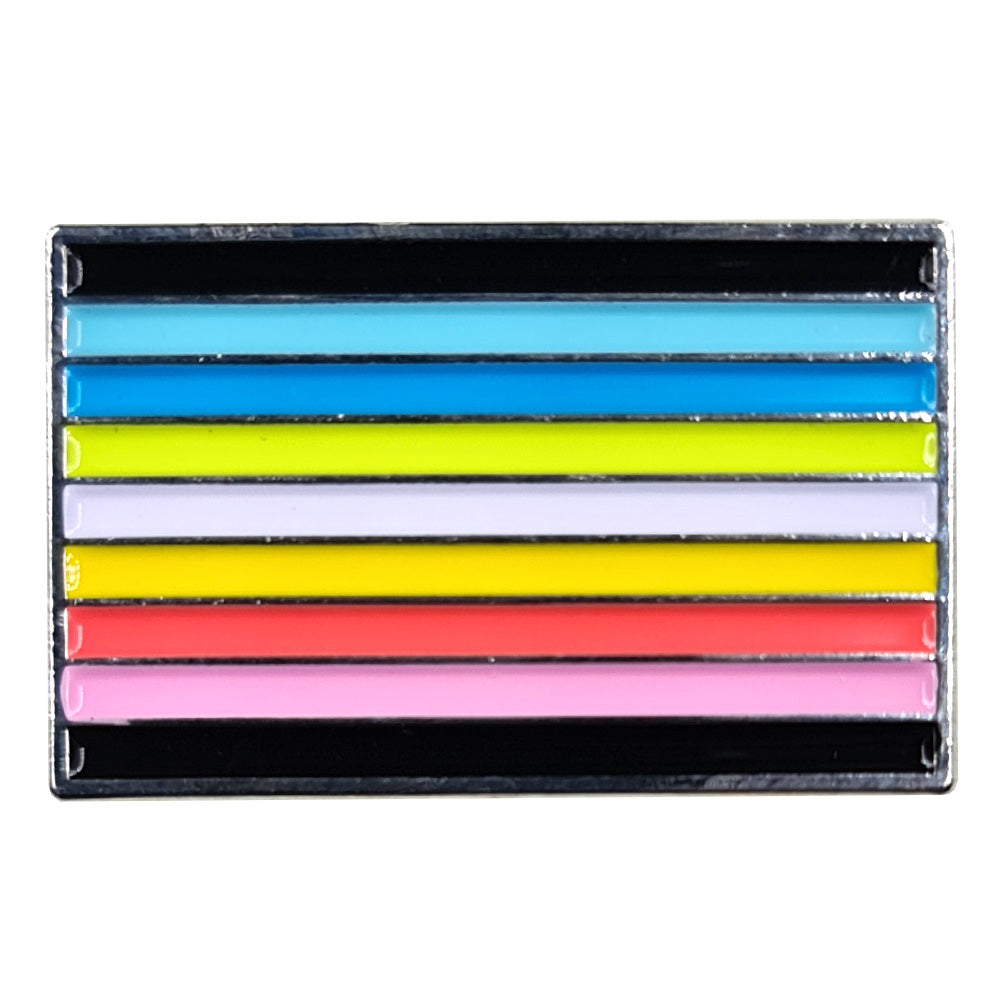 Queer Flag Silver Metal Rectangle Lapel Pin Badge