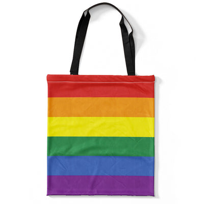 Gay Pride Rainbow Canvas Tote Bag With Zipper