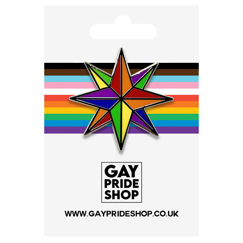 Gay Pride Rainbow - Star Enamel Lapel Pin Badge
