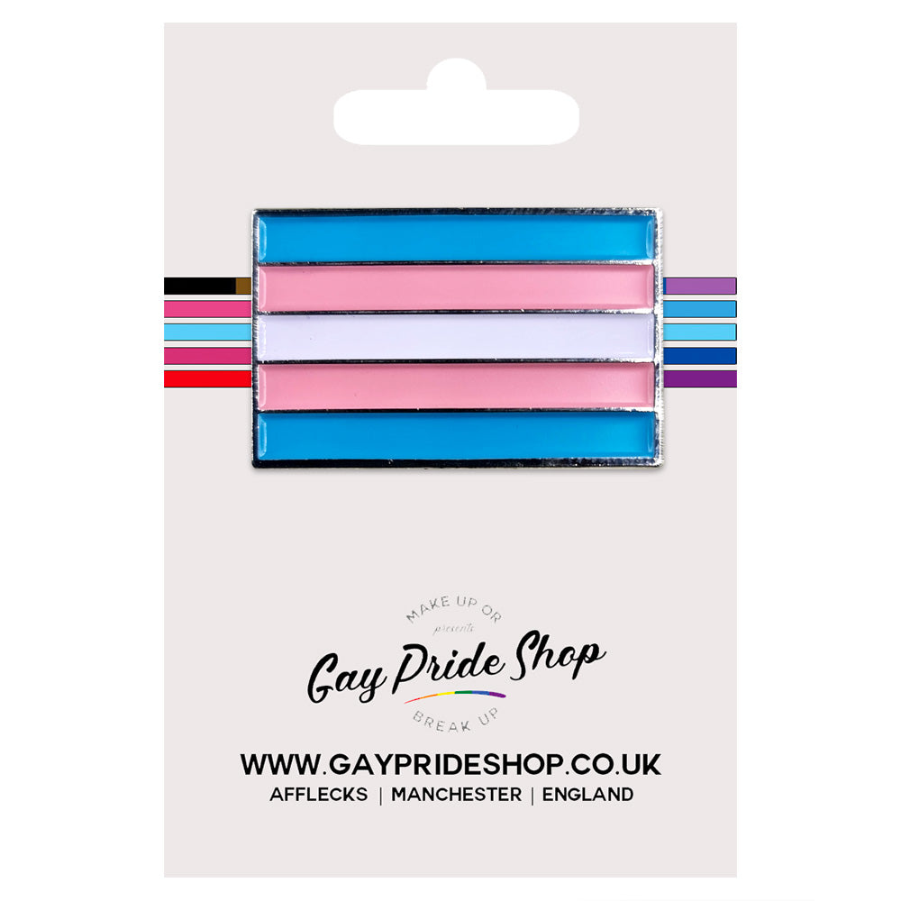 Transgender Pride Flag Silver Metal Rectangle Lapel Pin Badge