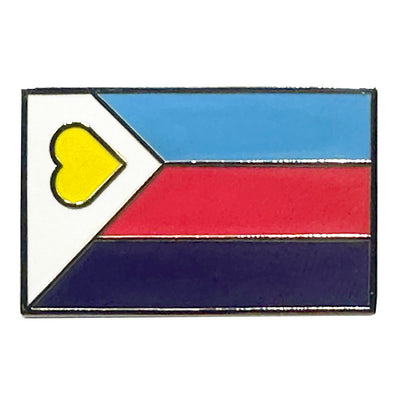 Tricolour Polyamory Pride Flag Silver Metal Rectangle Lapel Pin Badge