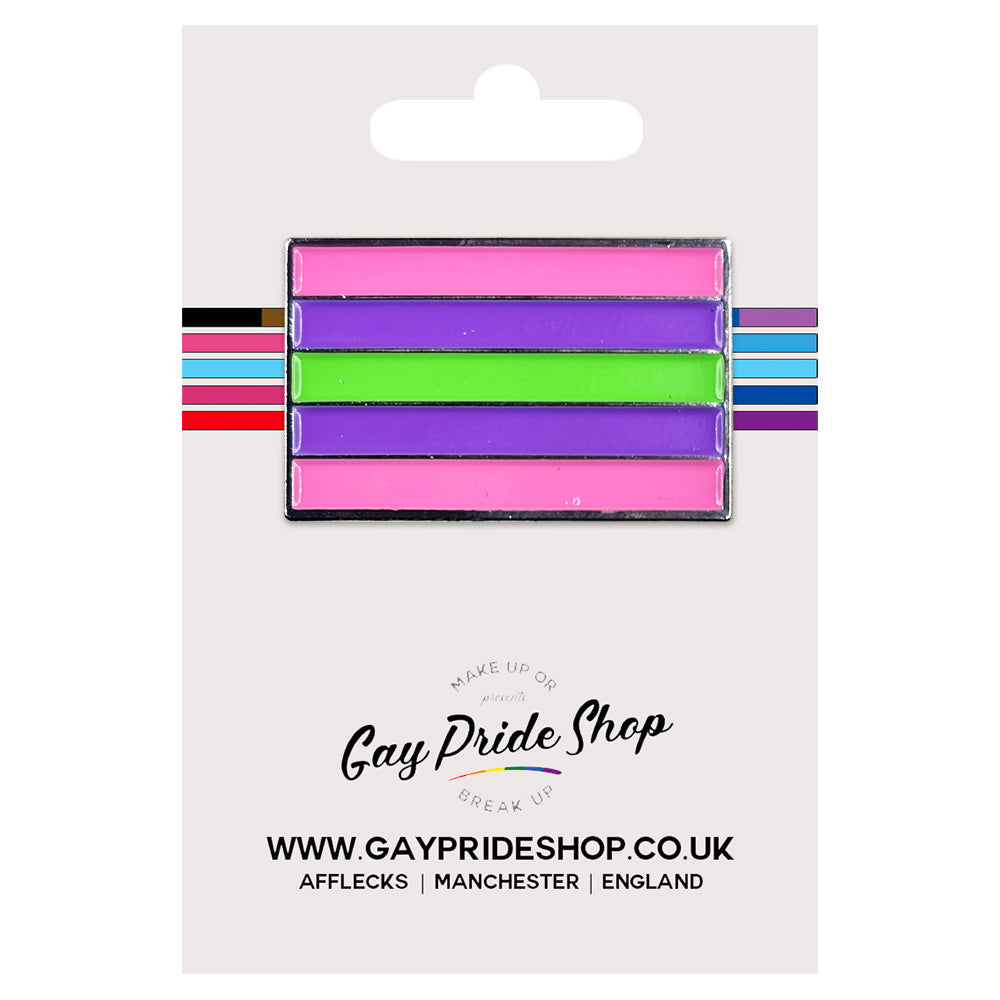 Trigender Pride Flag Silver Metal Rectangle Lapel Pin Badge