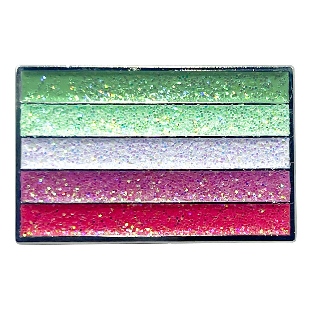 Abrosexual Pride Flag Silver Metal Rectangle Lapel Pin Badge - Glitter Version