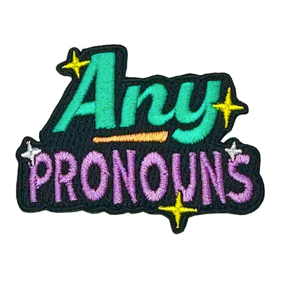 Pronoun Any Pronoun (Green/Lilac) Embroidered Iron-On Patch