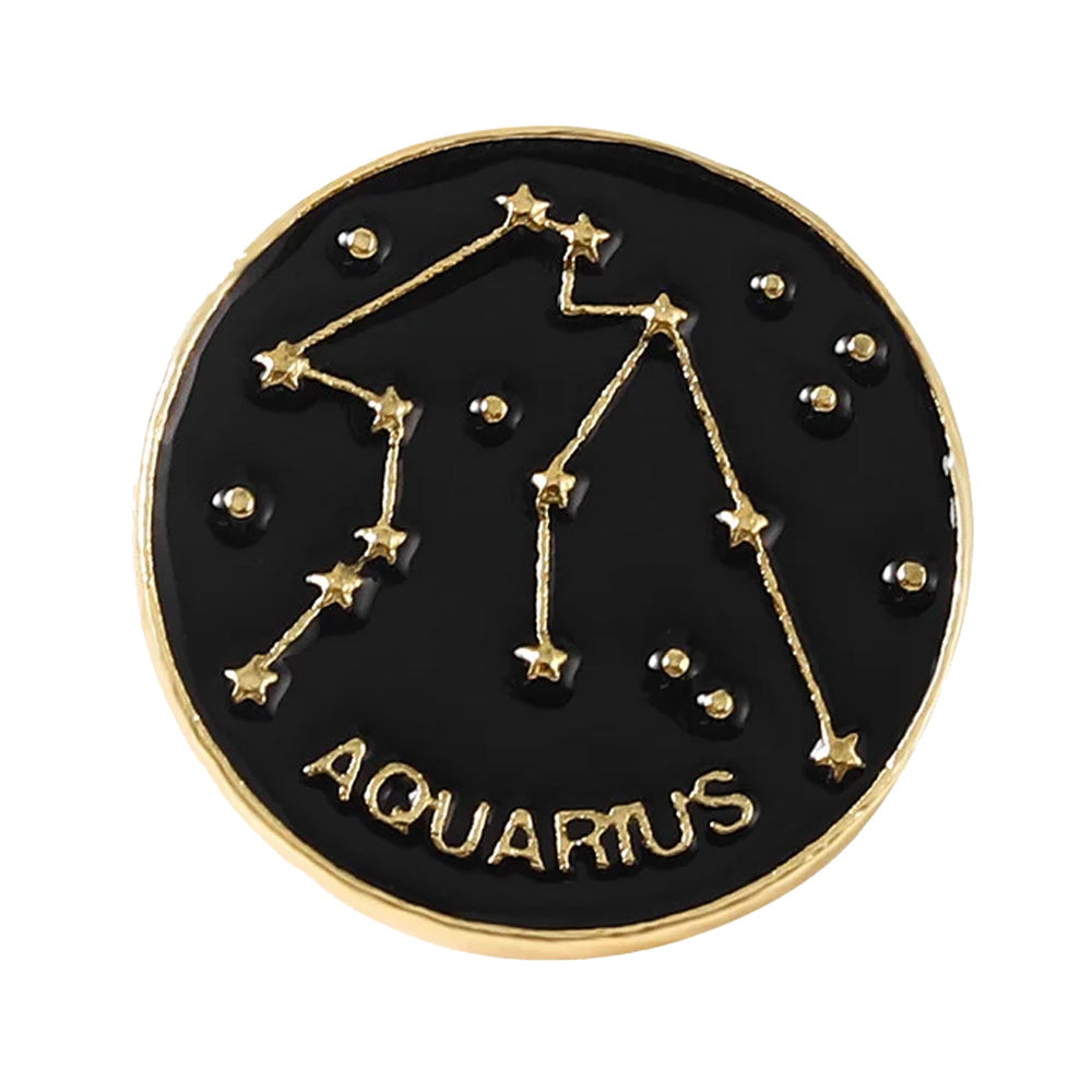 Star Sign Round Metal Lapel Pin - Aquarius