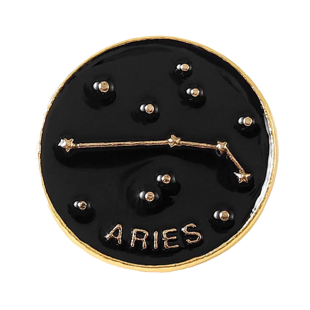 Star Sign Round Metal Lapel Pin - Aries