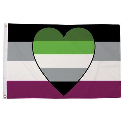 Asexual with Pansexual Heart (Panromantic Asexual) Flag (5ft x 3ft Premium)