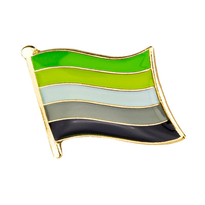 Aromantic Mini Gold Metal Waving Flag Lapel Pin Badge