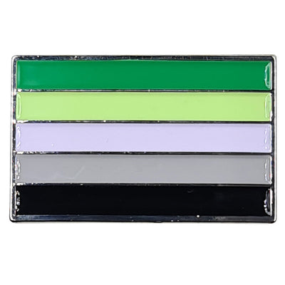 Aromantic Pride Flag Silver Metal Rectangle Lapel Pin Badge