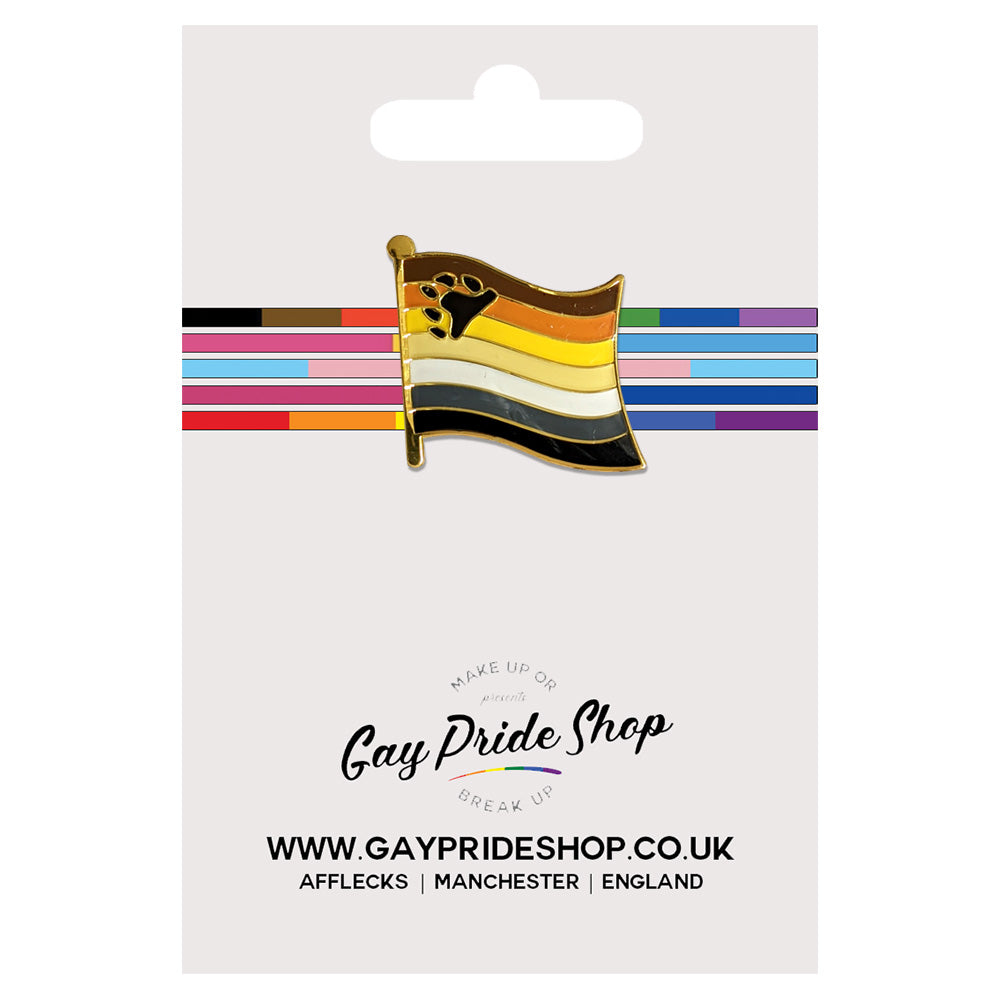 Bear Pride Flag Gold Enamel Waving Flag Pin Badge