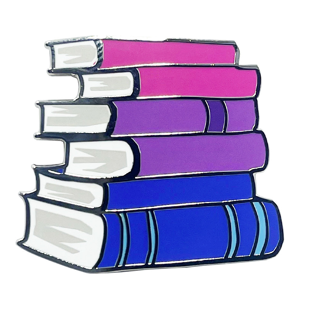 Bisexual Pride Rainbow Stack Of Books Metal Lapel Pin Badge