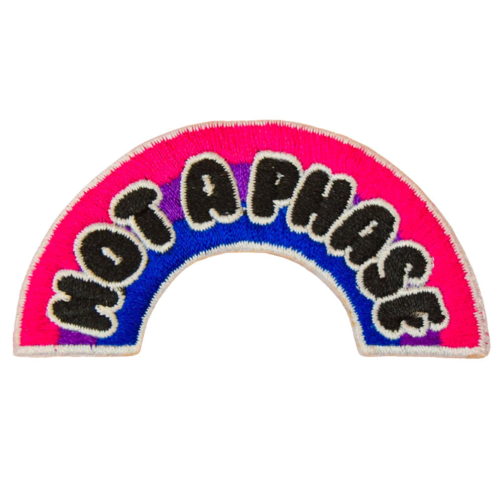 Not A Phase (Bisexual Rainbow) Embroidered Iron-On Festival Patch