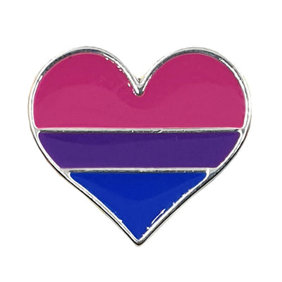 Bisexual Flag Silver Plated Heart Pin Badge