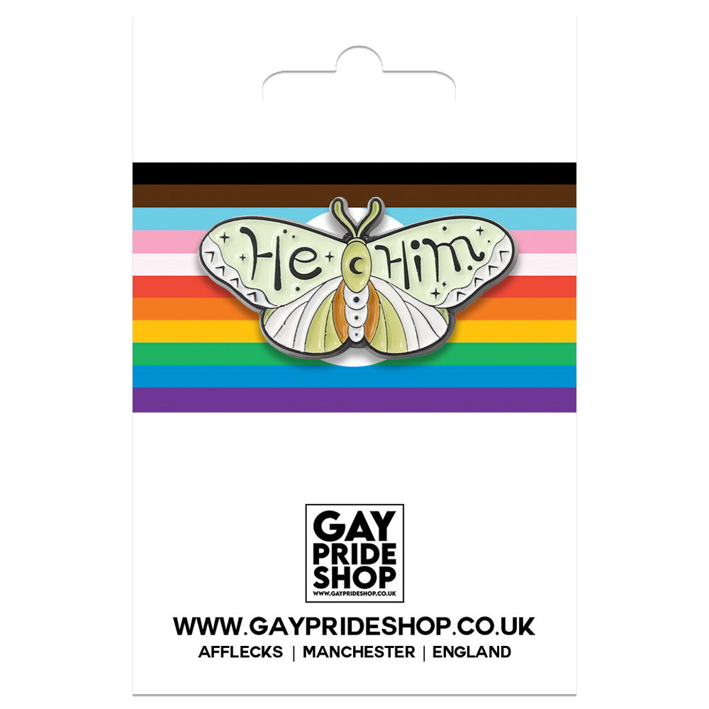 Butterfly Shape Metal Pronoun Pin - He/Him