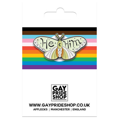 Butterfly Shape Metal Pronoun Pin - He/Him