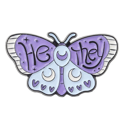 Butterfly Shape Metal Pronoun Pin - He/They