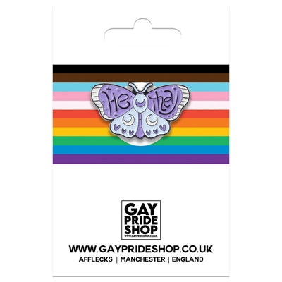 Butterfly Shape Metal Pronoun Pin - He/They