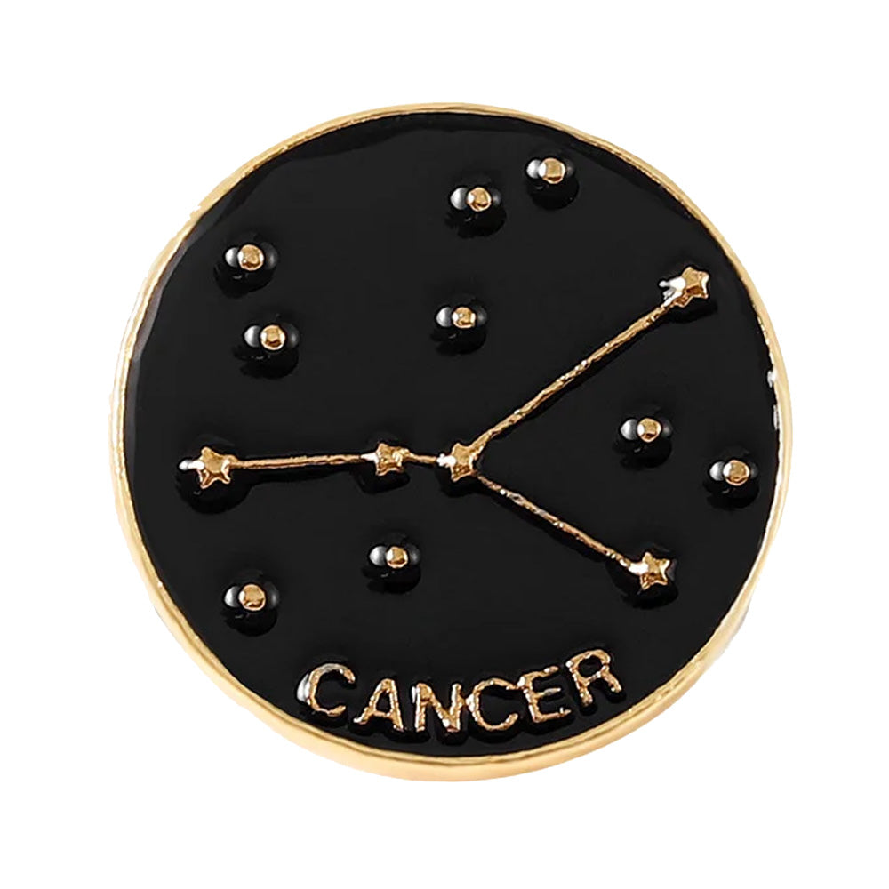 Star Sign Round Metal Lapel Pin - Cancer