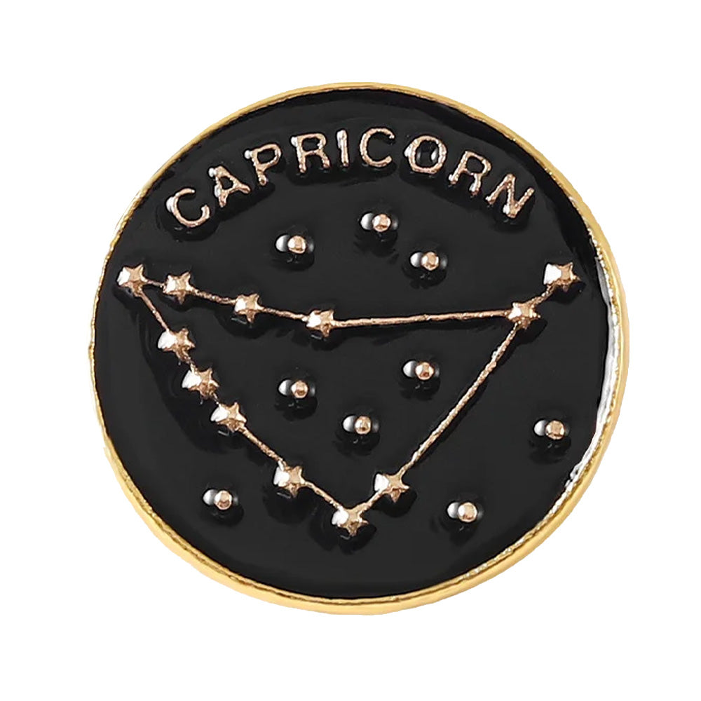 Star Sign Round Metal Lapel Pin - Capricorn