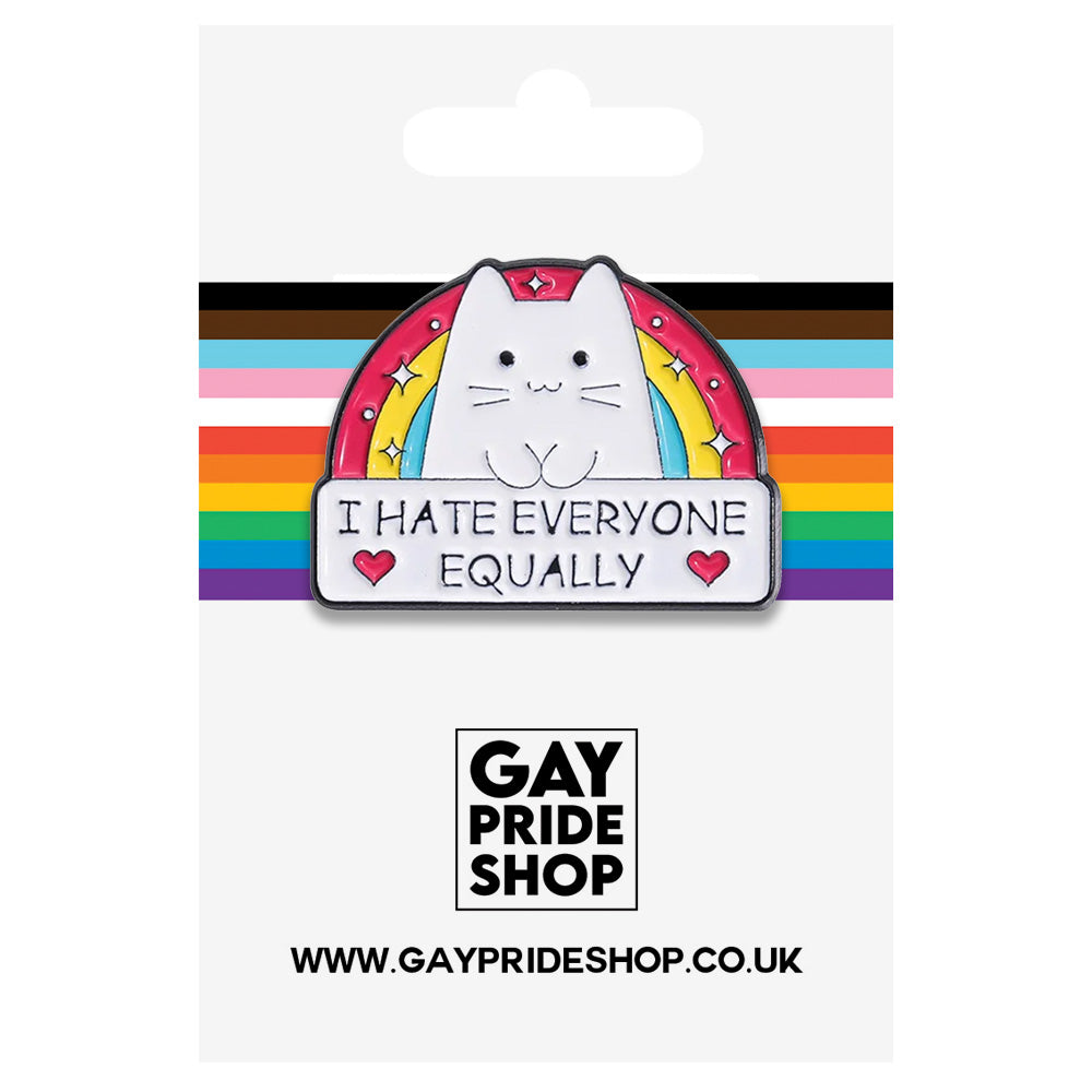 Cat "I Hate Everyone Equally" Metal & Enamel Pin