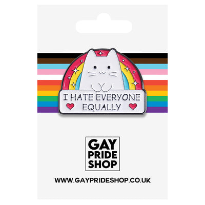 Cat "I Hate Everyone Equally" Metal & Enamel Pin