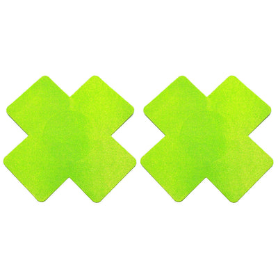 Nipple Pasties - Lime Green Crosses