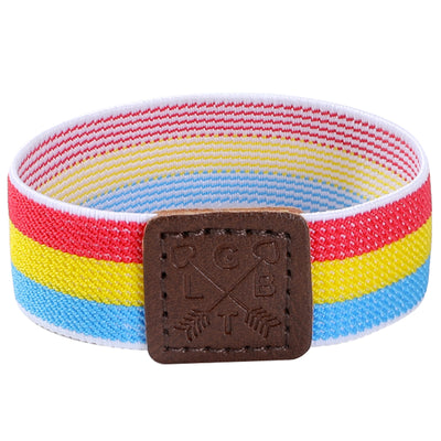 Pansexual Elasticated Bracelet with Leather LGBT Emblem