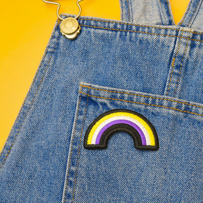 Non-Binary Rainbow Shaped Embroidered Iron-On Festival Patch