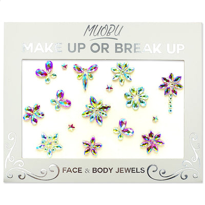 Festival Face Jewels & Gems Set - Individual Flowers & Butterflies (Pink)