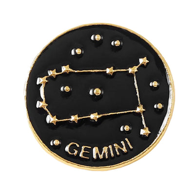 Star Sign Round Metal Lapel Pin - Gemini