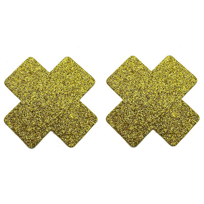 Nipple Pasties - Gold Glitter Crosses