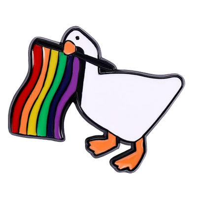 Goose With Rainbow Flag Metal & Enamel Pin