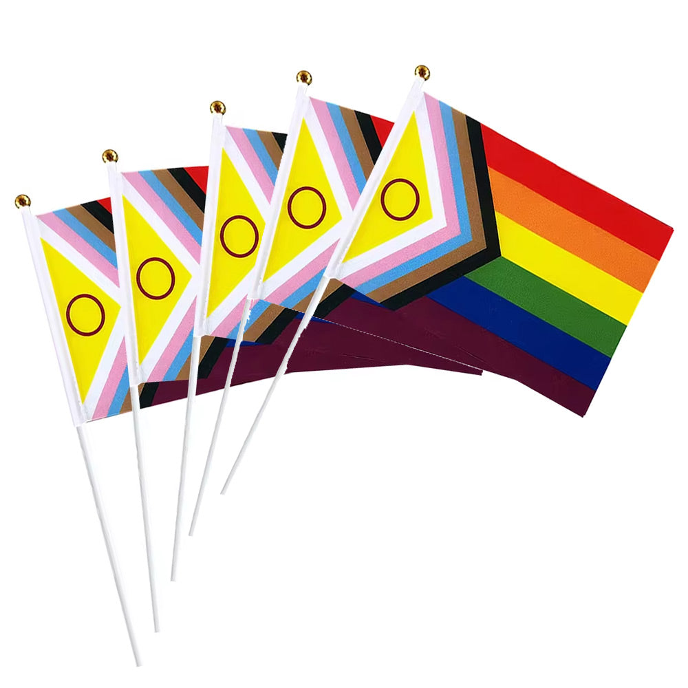5 Pack - Intersex Progress Pride Hand Held Flag (22.5cm x 15cm)