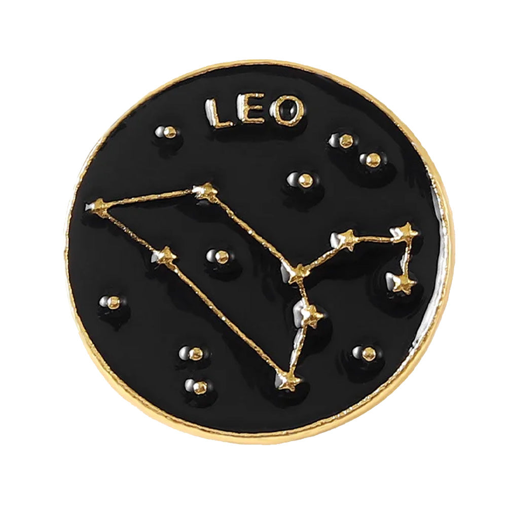 Star Sign Round Metal Lapel Pin - Leo