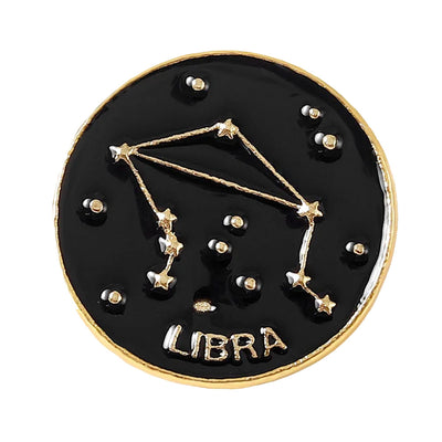 Star Sign Round Metal Lapel Pin - Libra