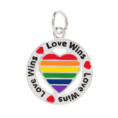 Love Wins Silver Plated Rectangle Charm Necklace