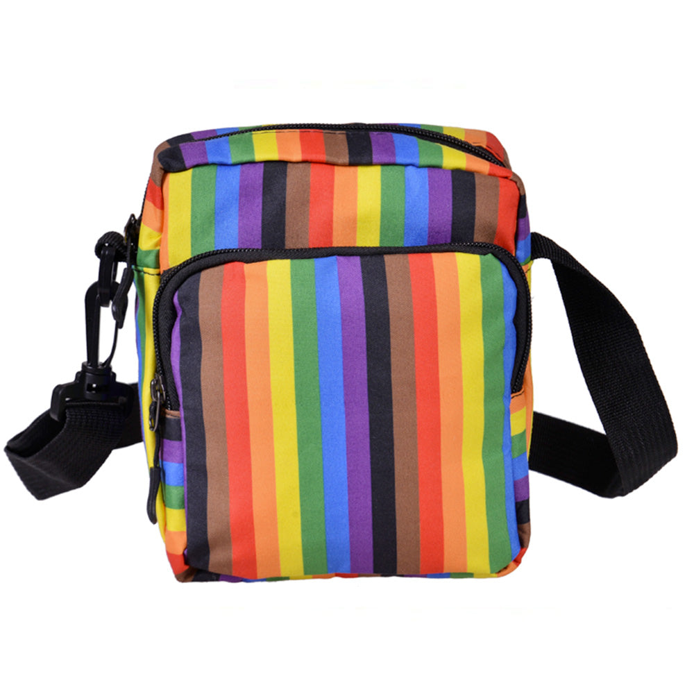 8 Colour Rainbow (Black & Brown Stripes) Messenger Bag