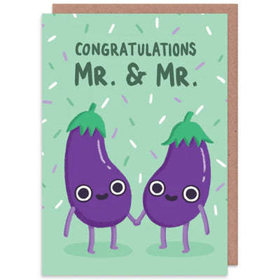 Mr & Mr Aubergine - Gay Wedding Card