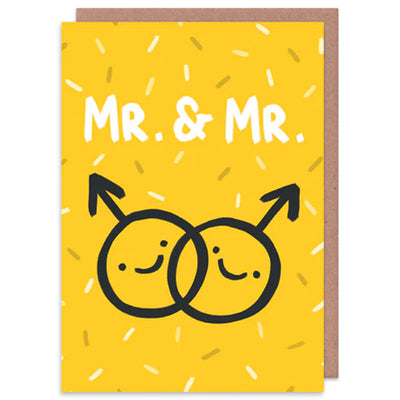 Mr & Mr (Yellow Male Symbols Card)  - Gay Wedding Card
