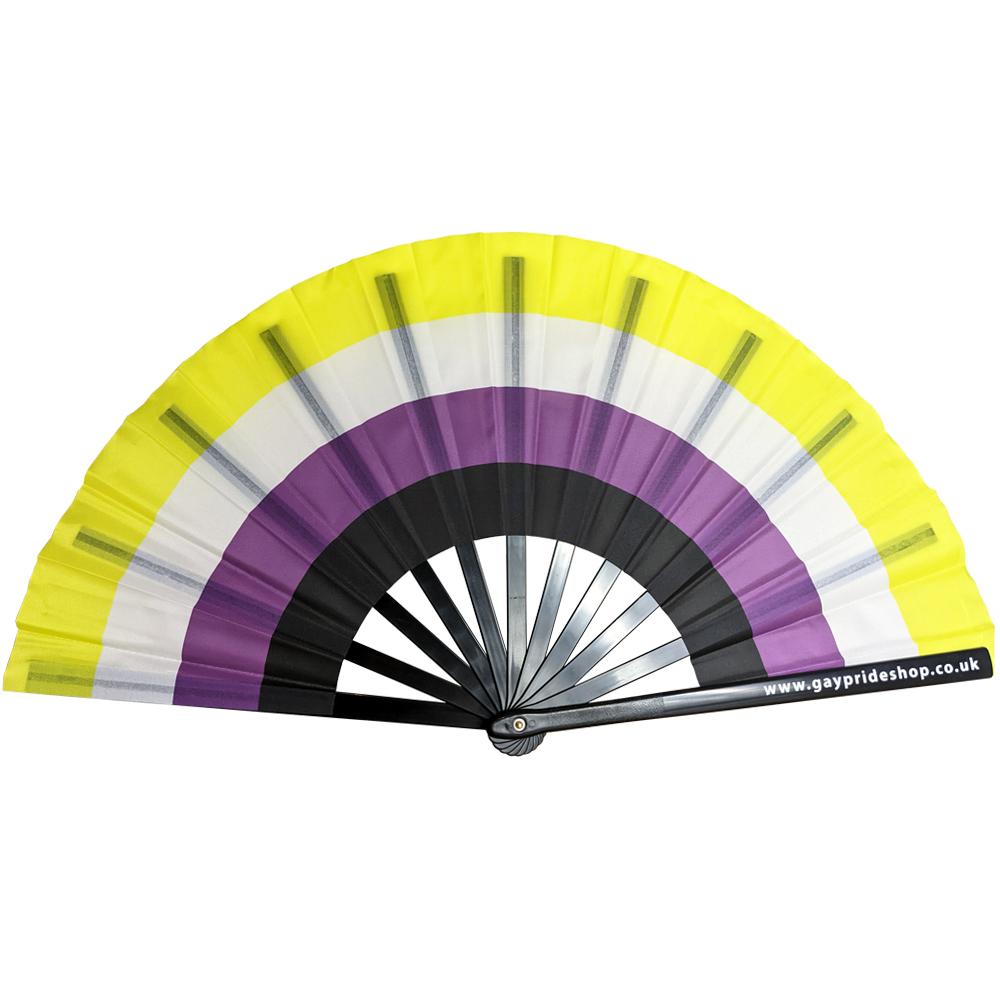 Non Binary Flag Cracking Fan - Large 33cm