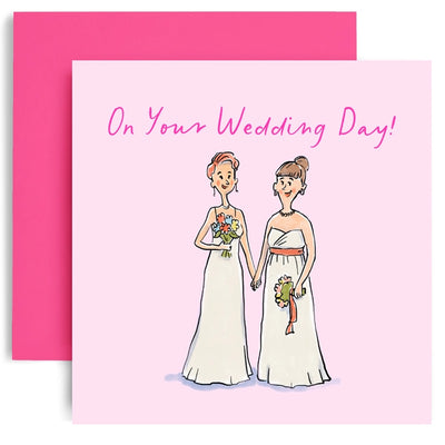 Watercolour Brides On Your Wedding Day! - Lesbian Wedding Card