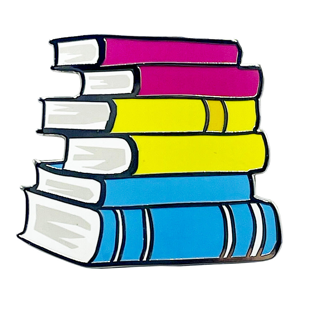 Pansexual Pride Rainbow Stack Of Books Metal Lapel Pin Badge