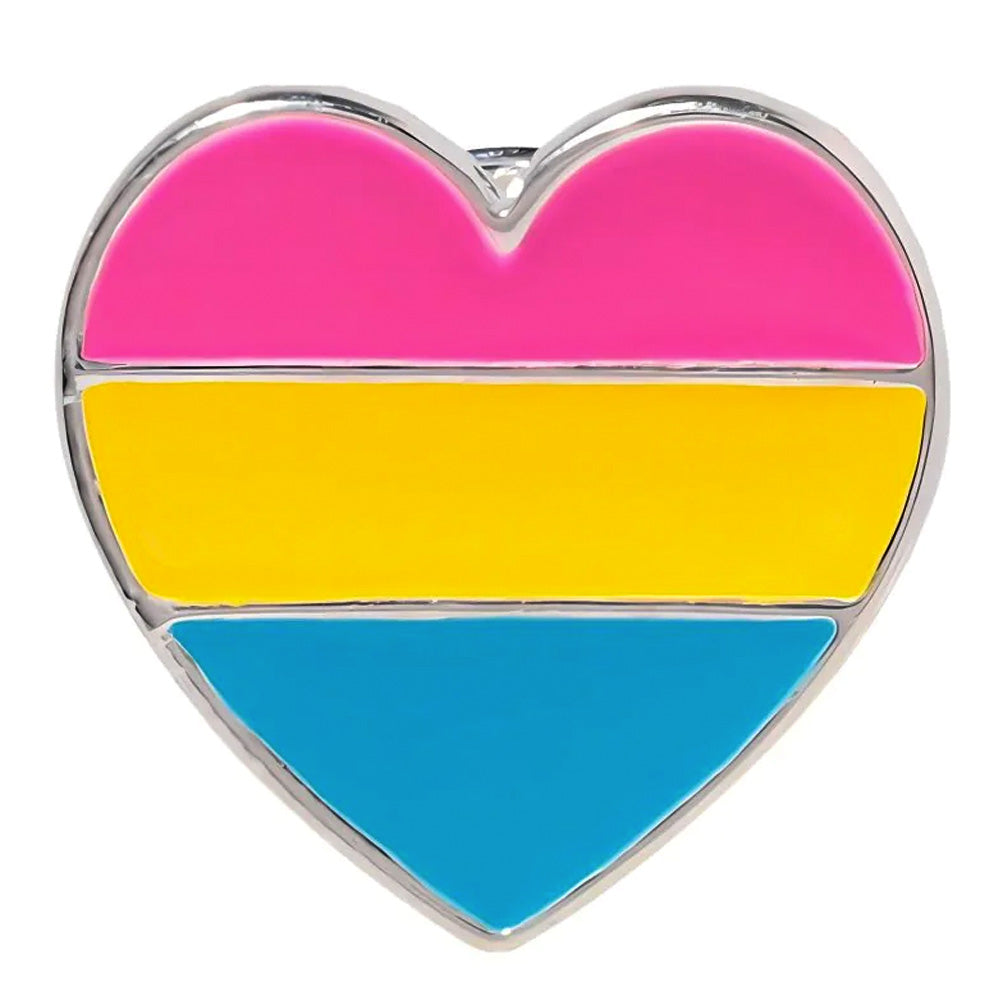 Pansexual Flag Silver Plated Heart Pin Badge