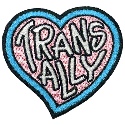 Trans Ally Heart Shaped Embroidered Iron-On Patch