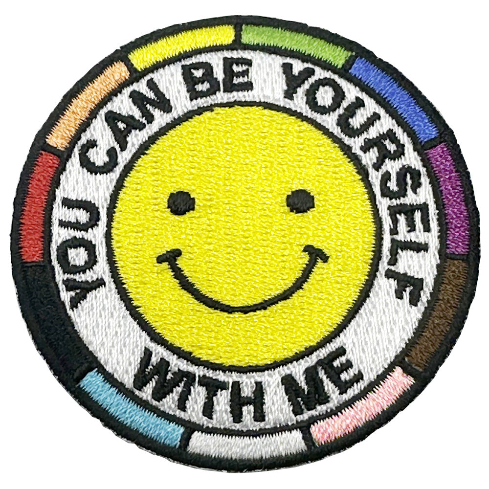 You Can Be Yourself With Me (Smiley Face) Embroidered Iron-On Patch
