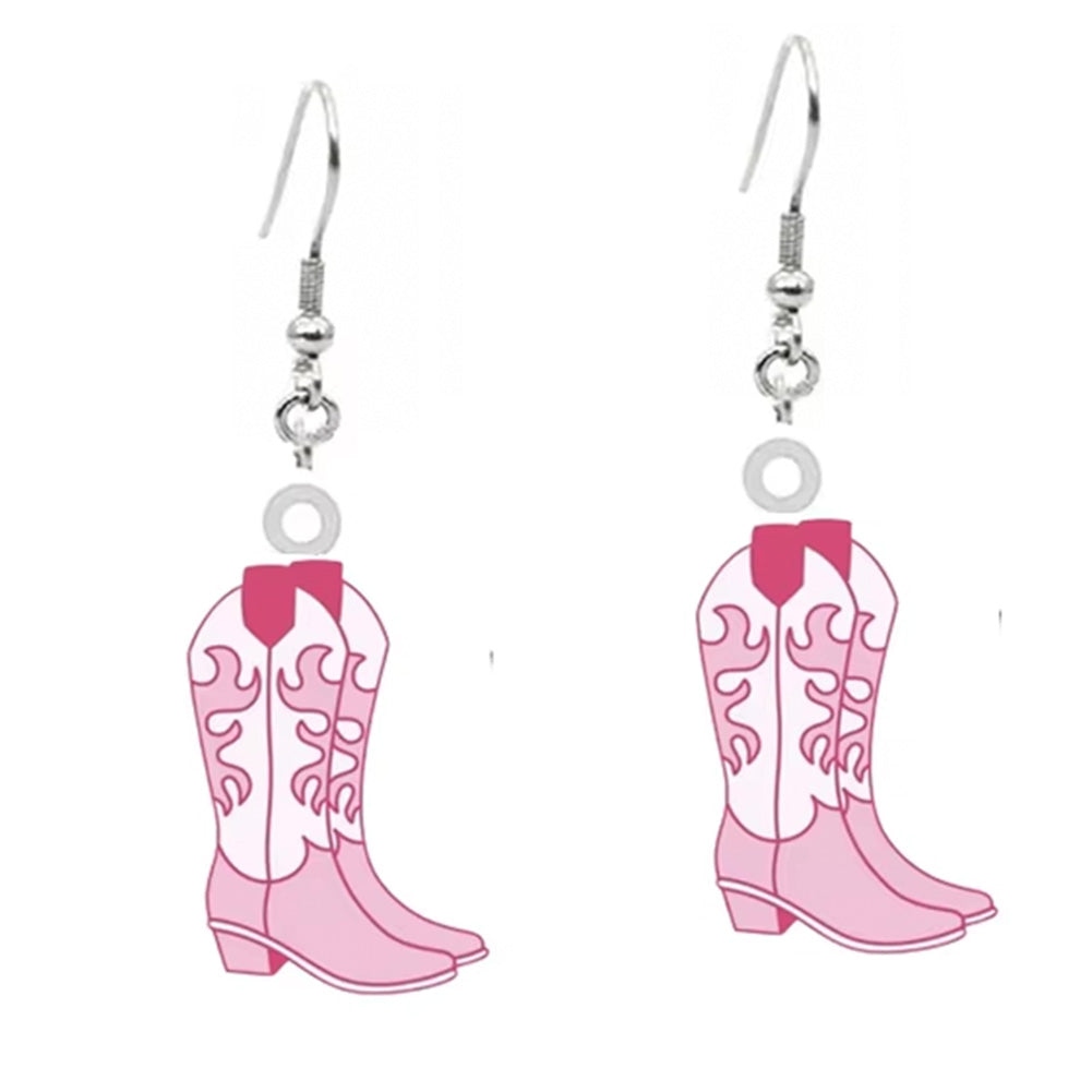 Chappell Roan Inspired Pink Cowgirl Boots Drop Earrings