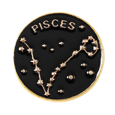 Star Sign Round Metal Lapel Pin - Pisces