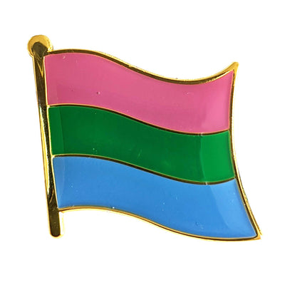 Polysexual Flag Gold Enamel Waving Flag Pin Badge