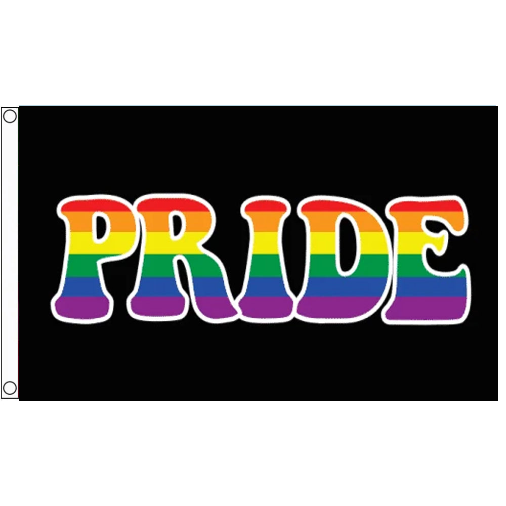 PRIDE (Word On Black Background) Flag (5ft x 3ft Premium)