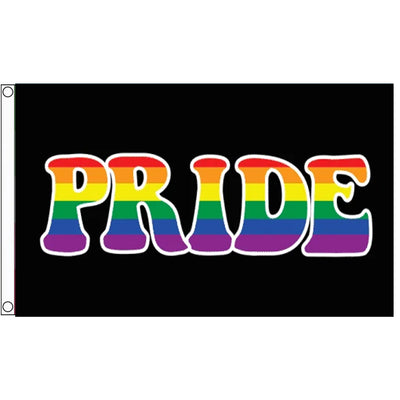 PRIDE (Word On Black Background) Flag (5ft x 3ft Premium)